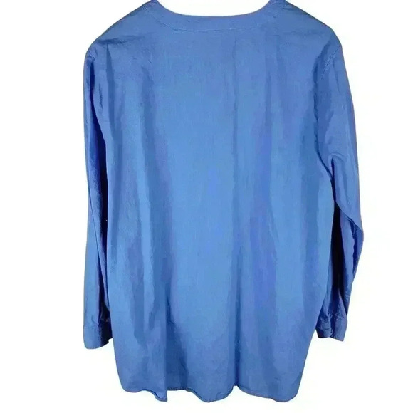 Woman Within Perfect Pintuck Top Women 1X 22/24 Blue Tunic Classic Career Office - Picture 3 of 14